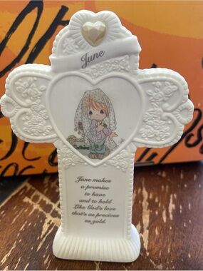 Precious Moments June White Decorative Cross Figurine
